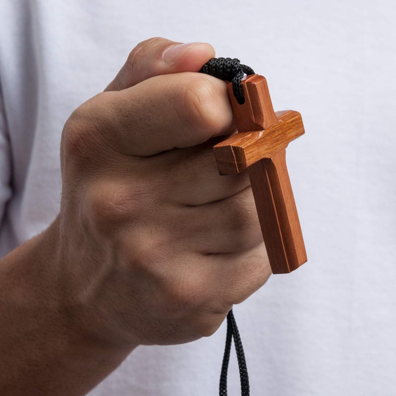 Intercession Wood Cross Crucifix on Cord (2.75 Inches) - Image 4